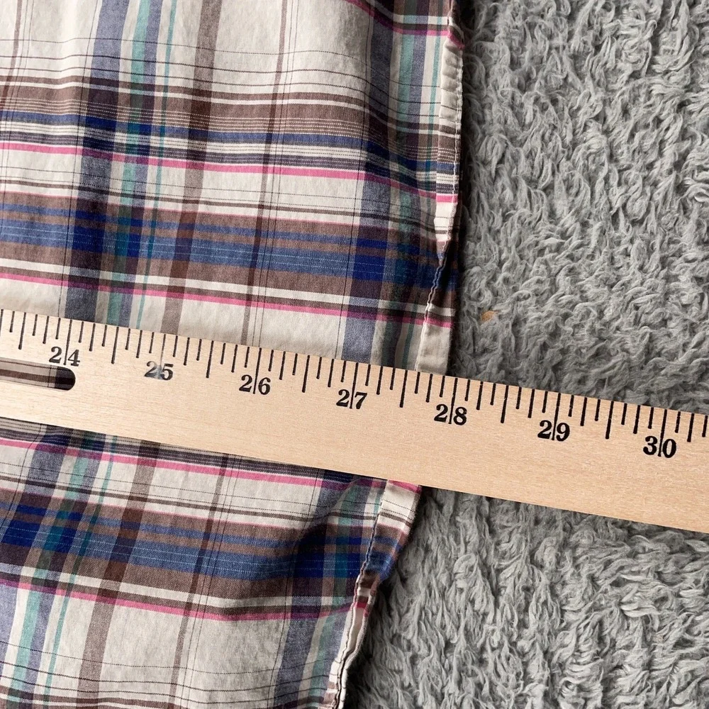 Banana Republic Shirt Mens Medium Multicolor Plaid Lightweight Cotton 15 15.5